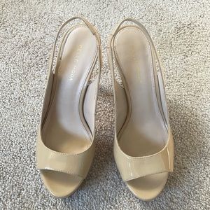 Pelle Moda Patent Open Toe Heels
